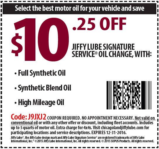 Jiffy Lube oil change coupons
